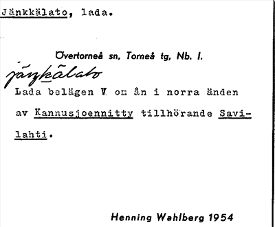 Bild på arkivkortet för arkivposten Jänkkälato
