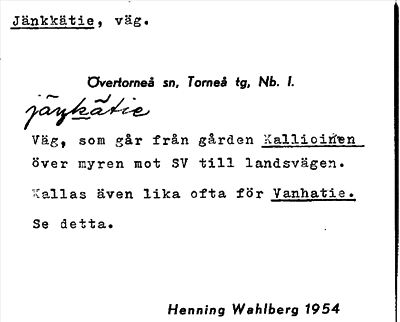 Bild på arkivkortet för arkivposten Jänkkätie