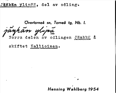 Bild på arkivkortet för arkivposten Jänkän ylipää