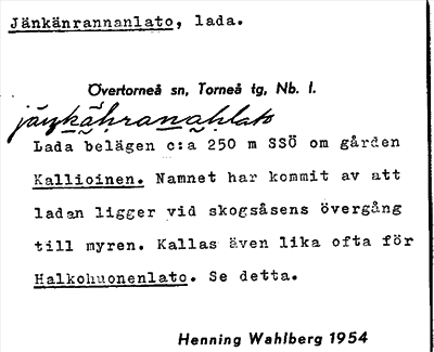 Bild på arkivkortet för arkivposten Jänkänrannanlato
