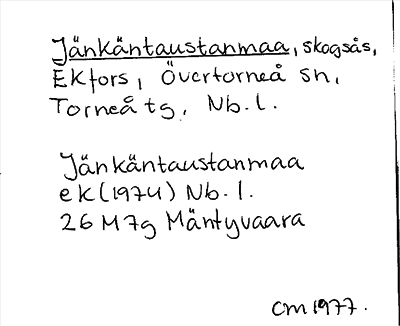 Bild på arkivkortet för arkivposten Jänkäntaustanmaa