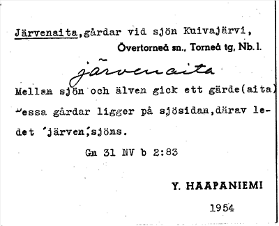 Bild på arkivkortet för arkivposten Järvenaita