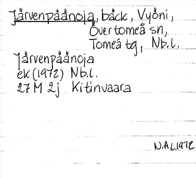 Bild på arkivkortet för arkivposten Järvenpäänoja