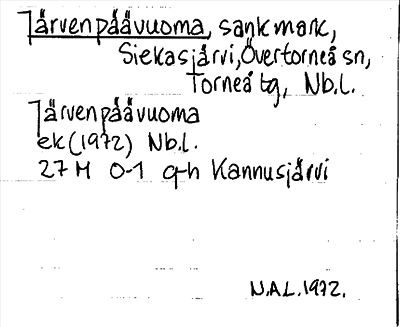 Bild på arkivkortet för arkivposten Järvenpäävuoma
