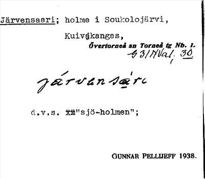 Bild på arkivkortet för arkivposten Järvensaari