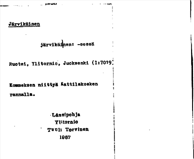Bild på arkivkortet för arkivposten Järvikäinen