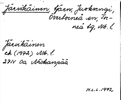 Bild på arkivkortet för arkivposten Järvikäinen