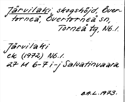 Bild på arkivkortet för arkivposten Järvilaki
