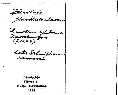 Bild på arkivkortet för arkivposten Järvilato