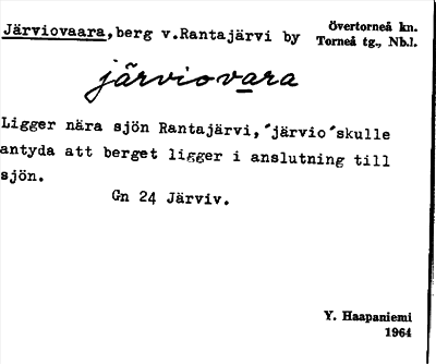 Bild på arkivkortet för arkivposten Järviovaara