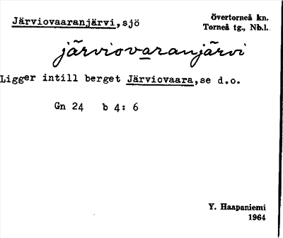 Bild på arkivkortet för arkivposten Järviovaaranjärvi