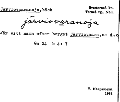 Bild på arkivkortet för arkivposten Järviovaaranoja