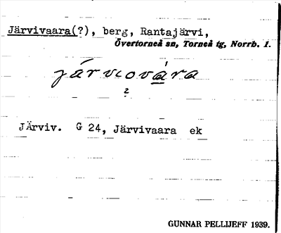 Bild på arkivkortet för arkivposten Järvivaara(?)