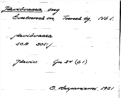 Bild på arkivkortet för arkivposten Järviövaara