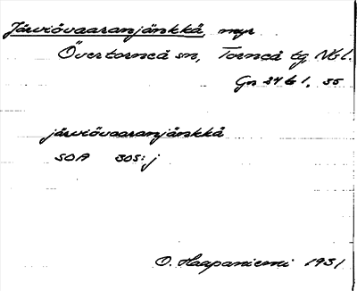 Bild på arkivkortet för arkivposten Järviövaaranjänkkä