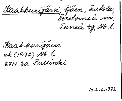 Bild på arkivkortet för arkivposten Kaakkurijärvi