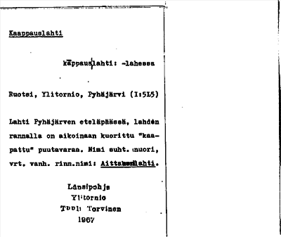 Bild på arkivkortet för arkivposten Kaappauslahti