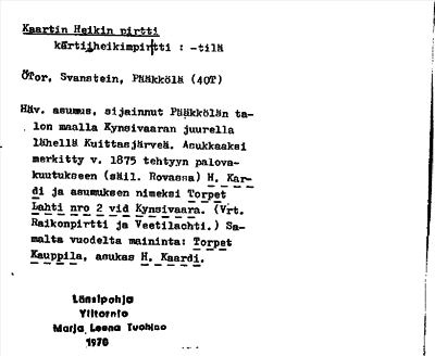 Bild på arkivkortet för arkivposten Kaartin Heikin pirtti