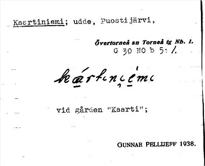 Bild på arkivkortet för arkivposten Kaartiniemi