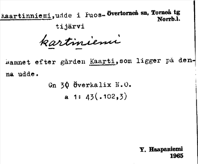 Bild på arkivkortet för arkivposten Kaartinniemi