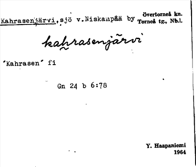 Bild på arkivkortet för arkivposten Kahrasenjärvi