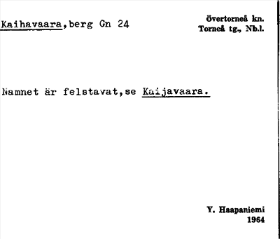 Bild på arkivkortet för arkivposten Kaihavaara, se Kaijavaara