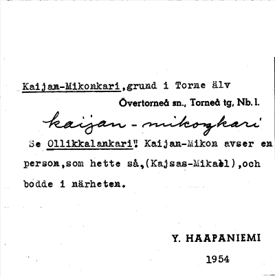 Bild på arkivkortet för arkivposten Kaijan-Mikonkari