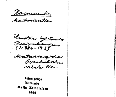 Bild på arkivkortet för arkivposten Kainuuntie