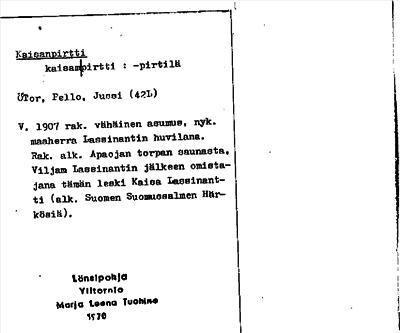 Bild på arkivkortet för arkivposten Kaisanpirtti
