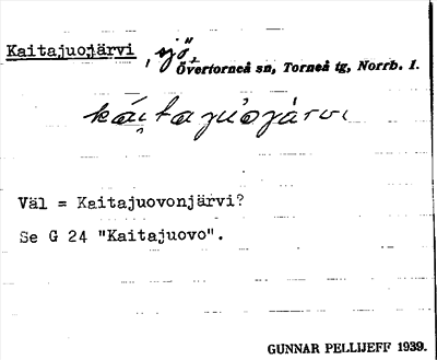 Bild på arkivkortet för arkivposten Kaitajuojärvi