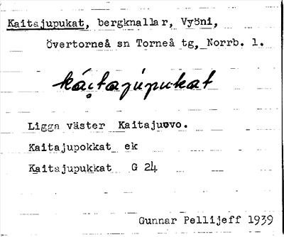 Bild på arkivkortet för arkivposten Kaitajupukat
