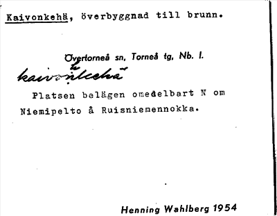 Bild på arkivkortet för arkivposten Kaivonkehä