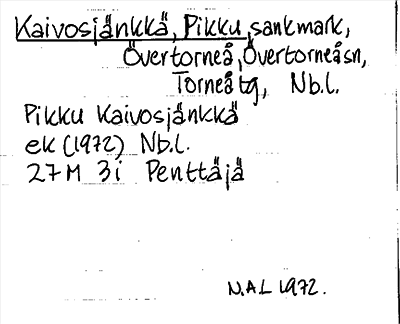 Bild på arkivkortet för arkivposten Kaivosjänkkä, Pikku