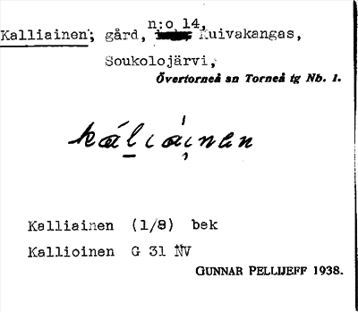 Bild på arkivkortet för arkivposten Kalliainen