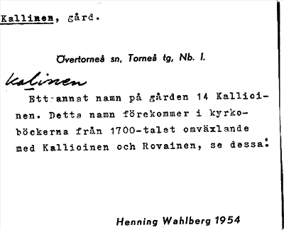 Bild på arkivkortet för arkivposten Kallinen
