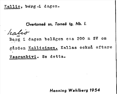 Bild på arkivkortet för arkivposten Kallio