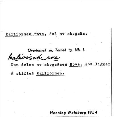 Bild på arkivkortet för arkivposten Kallioisen rova