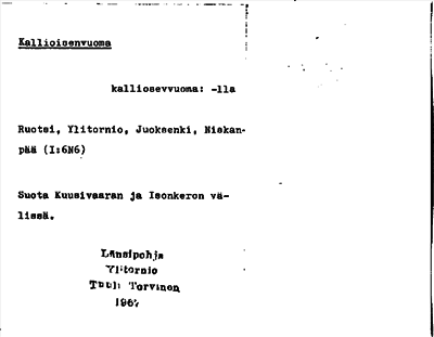 Bild på arkivkortet för arkivposten Kallioisenvuoma