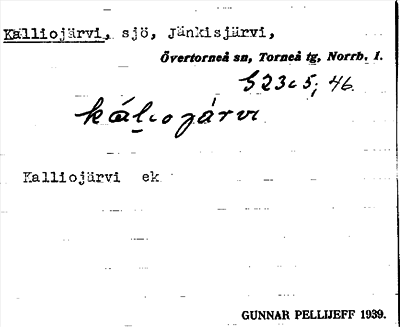 Bild på arkivkortet för arkivposten Kalliojärvi