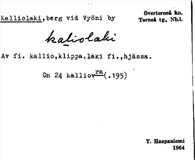 Bild på arkivkortet för arkivposten Kalliolaki