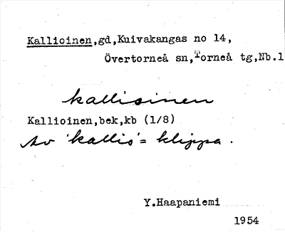 Bild på arkivkortet för arkivposten Kallionen