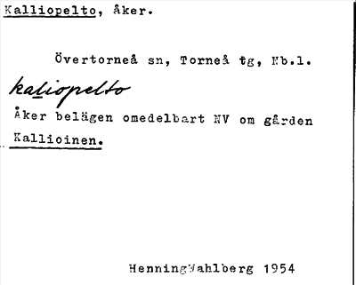 Bild på arkivkortet för arkivposten Kalliopelto