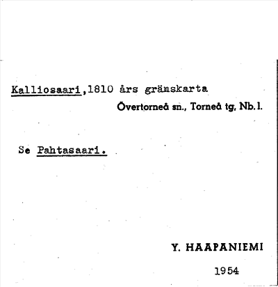 Bild på arkivkortet för arkivposten Kalliosaari, se Pahtasaari