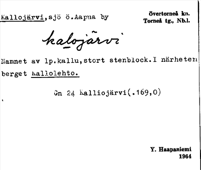 Bild på arkivkortet för arkivposten Kallojärvi