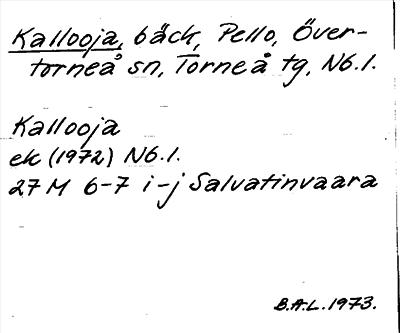 Bild på arkivkortet för arkivposten Kallooja