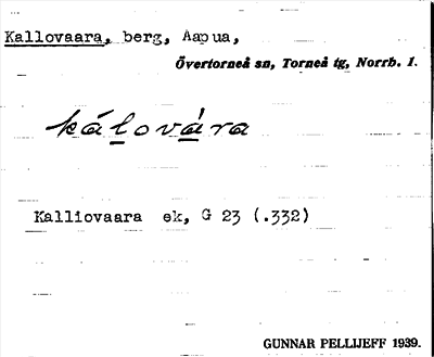 Bild på arkivkortet för arkivposten Kallovaara