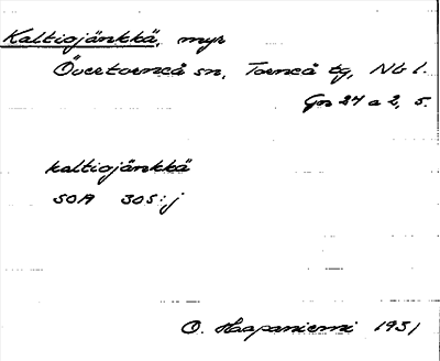 Bild på arkivkortet för arkivposten Kaltiojänkkä