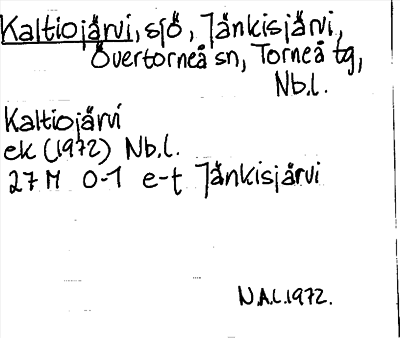 Bild på arkivkortet för arkivposten Kaltiojärvi