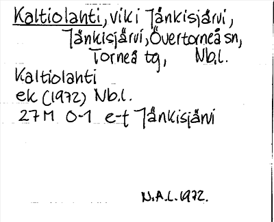 Bild på arkivkortet för arkivposten Kaltiolahti