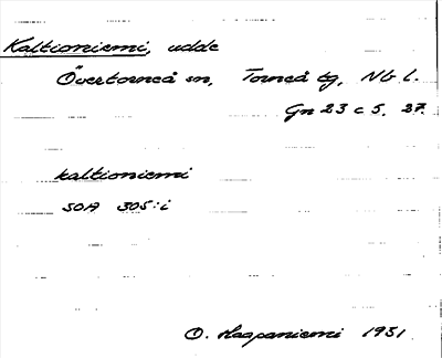 Bild på arkivkortet för arkivposten Kaltioniemi